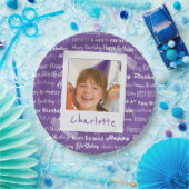 ハッピーバースデーパターン紫色のパーティーは写真をからかいます ペーパープレート (パーティー)