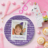 ハッピーバースデーパターン紫色のパーティーは写真をからかいます ペーパープレート (パーティー)