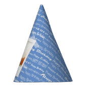 ハッピーバースデーパターン青いパーティーはかわいい写真をからかいます パーティーハット (右)