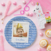 ハッピーバースデーパターン青いパーティーは写真のおもしろいをからかいます ペーパープレート (パーティー)