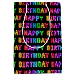 ハッピーバースデーパターン ミディアムペーパーバッグ