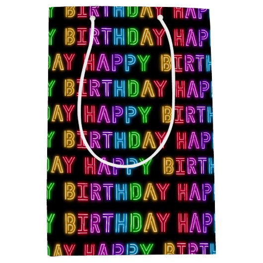 ハッピーバースデーパターン ミディアムペーパーバッグ (正面)