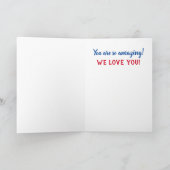 ハッピーバースデーパパおもしろいカラフル紙吹雪写真 カード (内部)