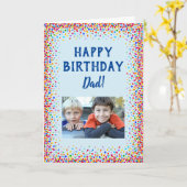 ハッピーバースデーパパおもしろいカラフル紙吹雪写真 カード (黄色い花)