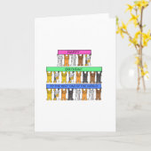 ハッピーバースデーパパの旗を持った猫たち カード (黄色い花)