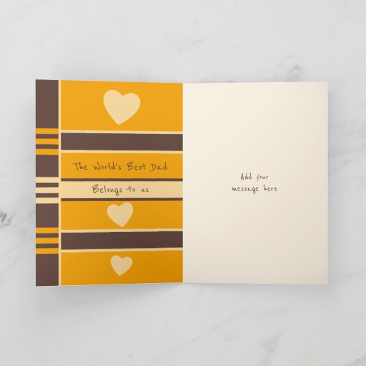 ハッピーバースデーパパの茶色のオレンジ色の写真の挨拶 カード (内部)