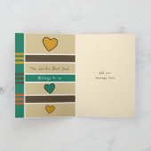 ハッピーバースデーパパの茶色の緑の写真のグリーティング カード (内部)