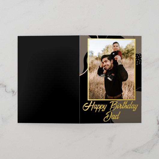 ハッピーバースデーパパパーソナライズされた写真モダン 箔グリーティングカード (外側レイダウン)
