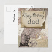 ハッピーバースデーパパレトロ ポストカード (正面/裏面)