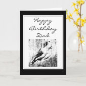 ハッピーバースデーパパヴィンテージカリフォルニアウズラバード カード (黄色い花)