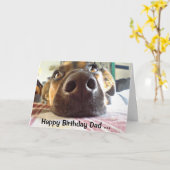 ハッピーバースデーパパ私が見上げる1つ!かわいい犬 カード (黄色い花)