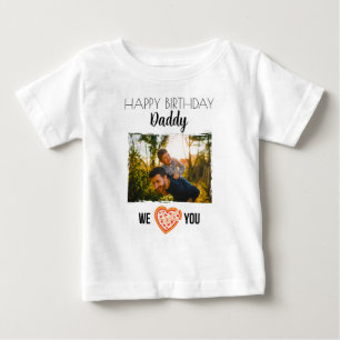 ハッピーバースデーパパ赤ちゃん服カスタム写真 ベビーTシャツ