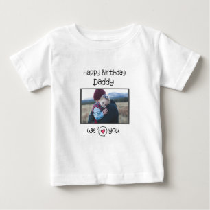 ハッピーバースデーパパ赤ちゃん服カスタム写真 ベビーTシャツ