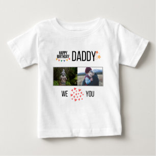 ハッピーバースデーパパ赤ちゃん服カスタム写真 ベビーTシャツ