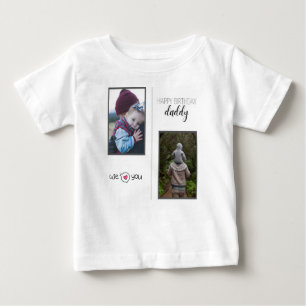 ハッピーバースデーパパ赤ちゃん服カスタム写真 ベビーTシャツ