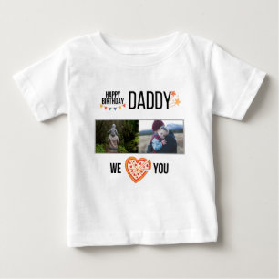 ハッピーバースデーパパ赤ちゃん服カスタム写真 ベビーTシャツ