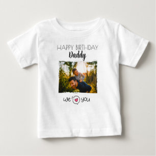 ハッピーバースデーパパ赤ちゃん服カスタム写真 ベビーTシャツ