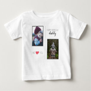 ハッピーバースデーパパ赤ちゃん服カスタム写真 ベビーTシャツ