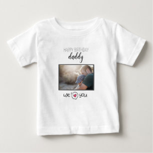 ハッピーバースデーパパ赤ちゃん服カスタム写真 ベビーTシャツ