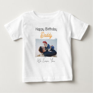 ハッピーバースデーパパ赤ちゃん服カスタム写真 ベビーTシャツ