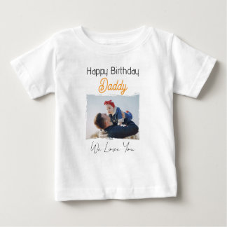 ハッピーバースデーパパ赤ちゃん服カスタム写真 ベビーTシャツ