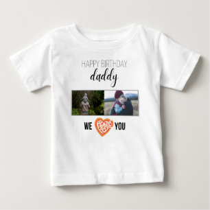 ハッピーバースデーパパ赤ちゃん服カスタム写真 ベビーTシャツ