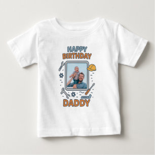 ハッピーバースデーパパ赤ちゃん服カスタム写真 ベビーTシャツ
