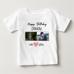 ハッピーバースデーパパ赤ちゃん服カスタム写真 ベビーTシャツ