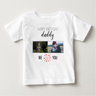 ハッピーバースデーパパ赤ちゃん服カスタム写真 ベビーTシャツ