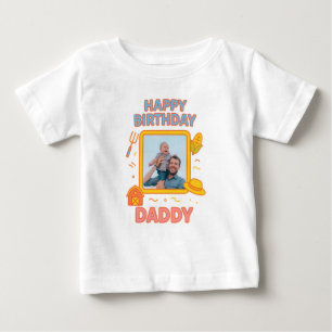 ハッピーバースデーパパ赤ちゃん服カスタム写真 ベビーTシャツ