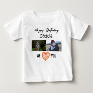 ハッピーバースデーパパ赤ちゃん服カスタム写真 ベビーTシャツ