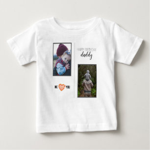 ハッピーバースデーパパ赤ちゃん服カスタム写真 ベビーTシャツ