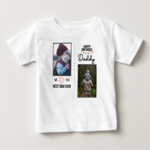 ハッピーバースデーパパ赤ちゃん服カスタム写真 ベビーTシャツ
