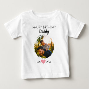 ハッピーバースデーパパ赤ちゃん服カスタム写真 ベビーTシャツ