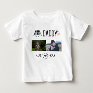 ハッピーバースデーパパ赤ちゃん服カスタム写真 ベビーTシャツ