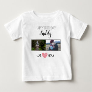 ハッピーバースデーパパ赤ちゃん服カスタム写真 ベビーTシャツ