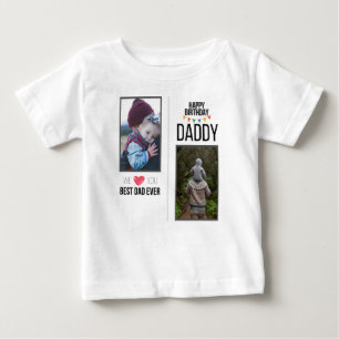 ハッピーバースデーパパ赤ちゃん服カスタム写真 ベビーTシャツ