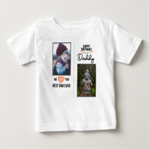 ハッピーバースデーパパ赤ちゃん服カスタム写真 ベビーTシャツ