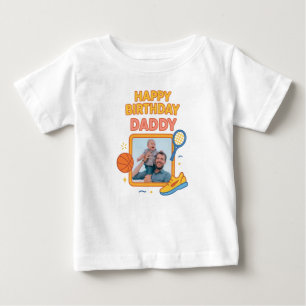 ハッピーバースデーパパ赤ちゃん服カスタム写真 ベビーTシャツ