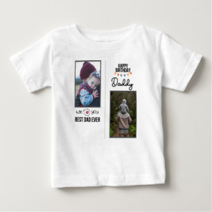 ハッピーバースデーパパ赤ちゃん服カスタム写真 ベビーTシャツ