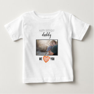 ハッピーバースデーパパ赤ちゃん服カスタム写真 ベビーTシャツ