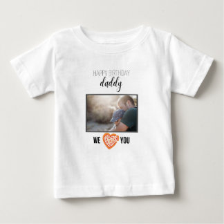 ハッピーバースデーパパ赤ちゃん服カスタム写真 ベビーTシャツ