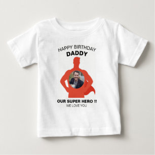ハッピーバースデーパパ赤ちゃん服カスタム写真 ベビーTシャツ