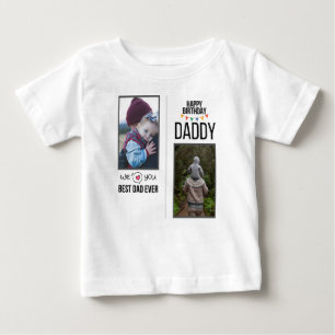 ハッピーバースデーパパ赤ちゃん服カスタム写真 ベビーTシャツ