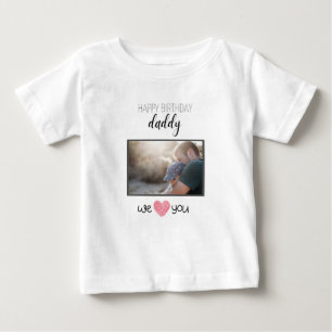 ハッピーバースデーパパ赤ちゃん服カスタム写真 ベビーTシャツ