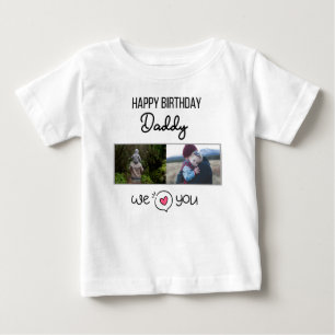 ハッピーバースデーパパ赤ちゃん服カスタム写真 ベビーTシャツ