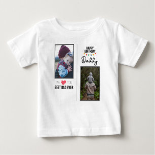 ハッピーバースデーパパ赤ちゃん服カスタム写真 ベビーTシャツ