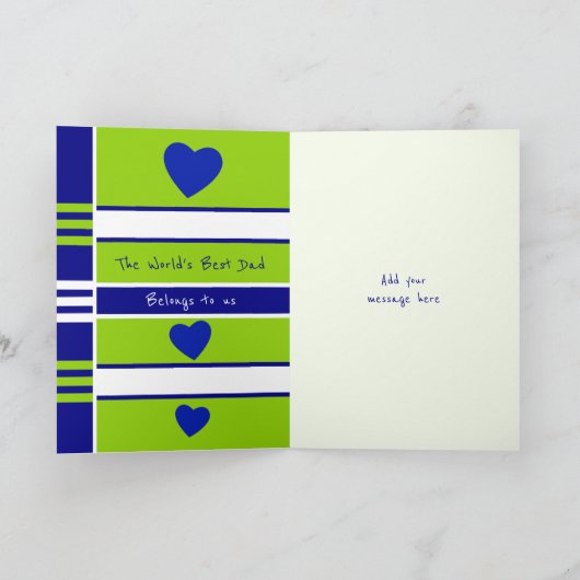 ハッピーバースデーパパ青い緑の写真のグリーティング カード (内部)