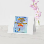 ハッピーバースデーパパ飛んでいる及び養殖 箔グリーティングカード (蘭)