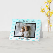 ハッピーバースデーパパ魚とフットボールフォトカード カード (黄色い花)